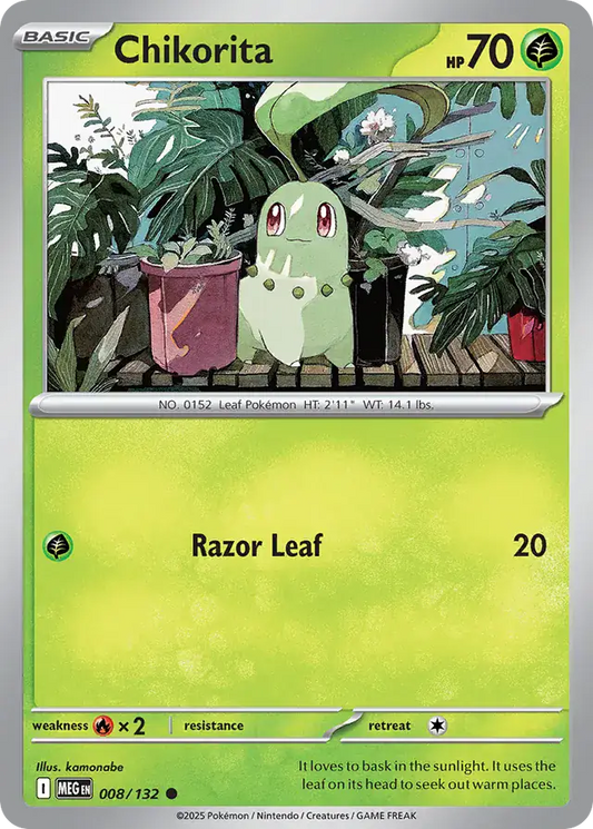 008/132 Chikorita Mega Evolution Pokémon Card