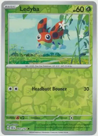 002/142 Ledyba Reverse Holo Stellar Crown Pokémon Card