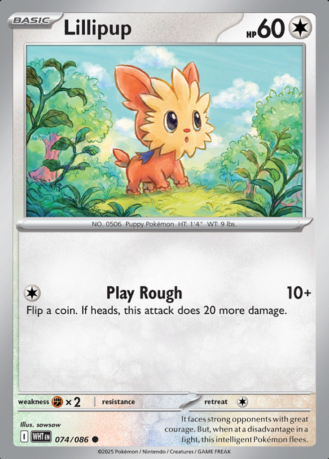 074/086 Lillipup White Flare Pokémon Card