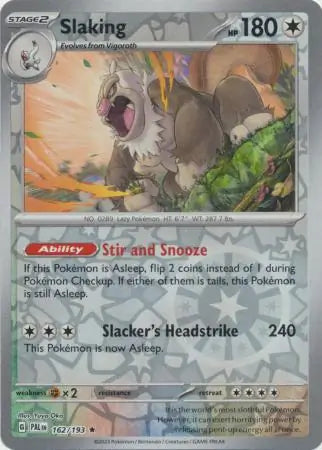 162/193 Slaking Reverse Holo Paldea Evolved Pokémon Card