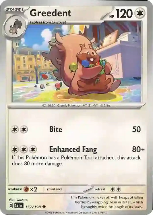 152/198 Greedent Scarlet & Violet Base Set Pokémon Card