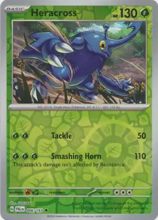 006/193 Heracross Reverse Holo Paldea Evolved Pokémon Card
