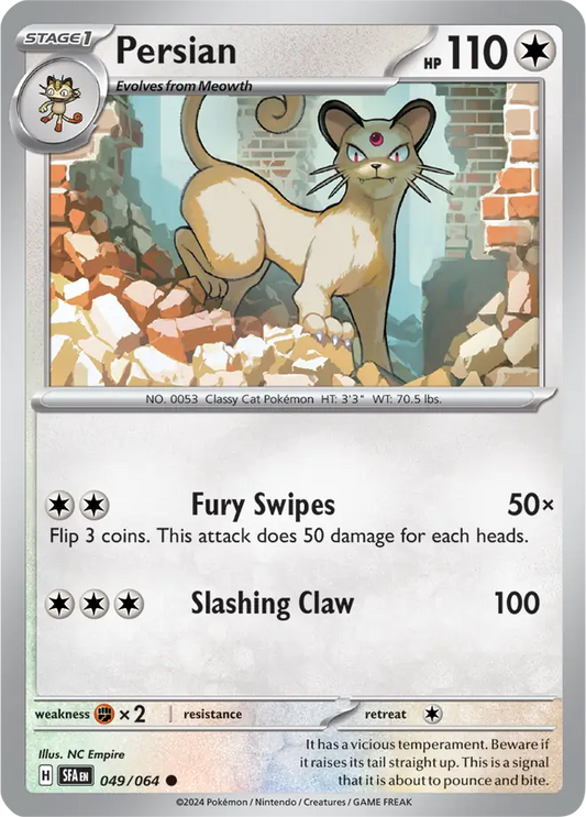 049/064 Persian Shrouded Fable Pokémon Card