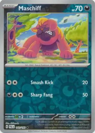 142/193 Maschiff Reverse Holo Paldea Evolved Pokémon Card