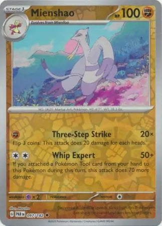 097/182 Mienshao Reverse Holo Paradox Rift Pokémon Card