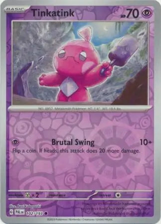 102/193 Tinkatink Reverse Holo Paldea Evolved Pokémon Card