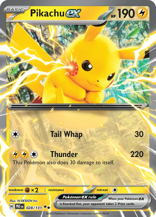 028/131 Pikachu ex Prismatic Evolutions Pokémon Card