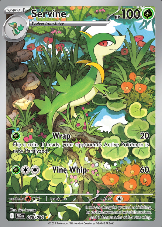 088/086 Servine Illustration Rare Black Bolt Pokémon Card