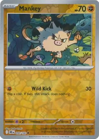 090/182 Mankey Reverse Holo Destined Rivals Pokémon Card