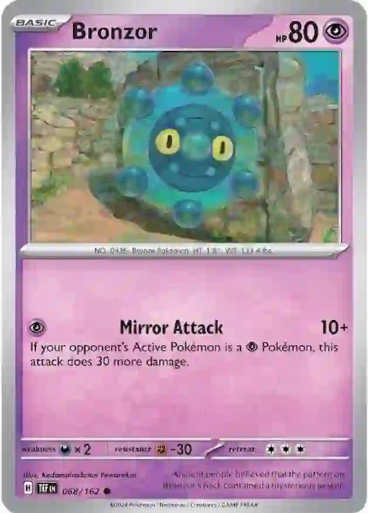 068/162 Bronzor Scarlet & Violet Temporal Forces Pokémon Card
