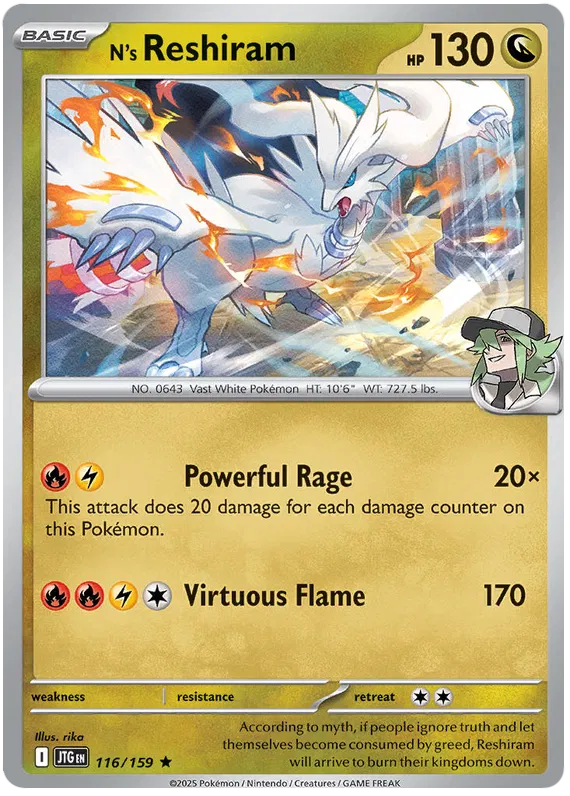 116/159 N's Reshiram Journey Together Pokémon Card
