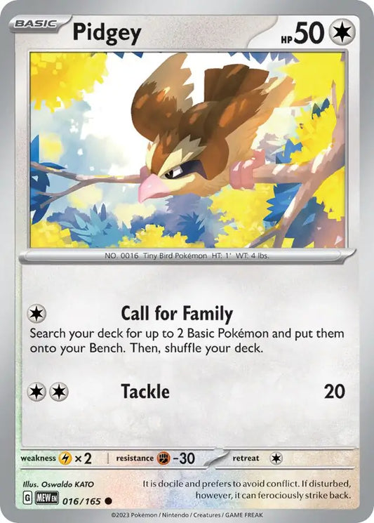 016/165 Pidgey 151 Pokémon Card