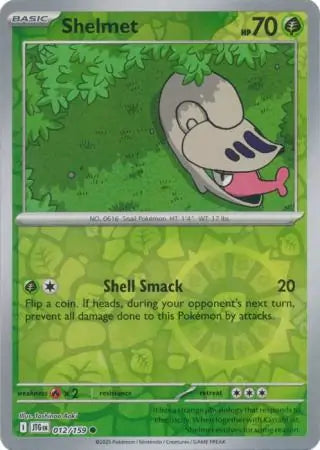 012/159 Shelmet Reverse Holo Journey Together Pokémon Card