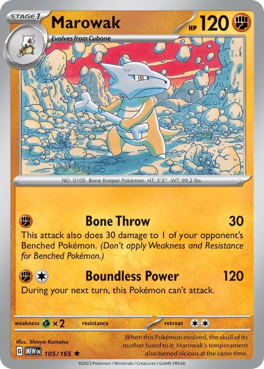 105/165 Marowak 151 Pokémon Card