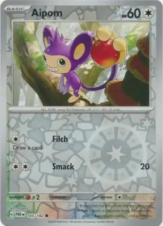 145/182 Aipom Reverse Holo Paradox Rift Pokémon Card