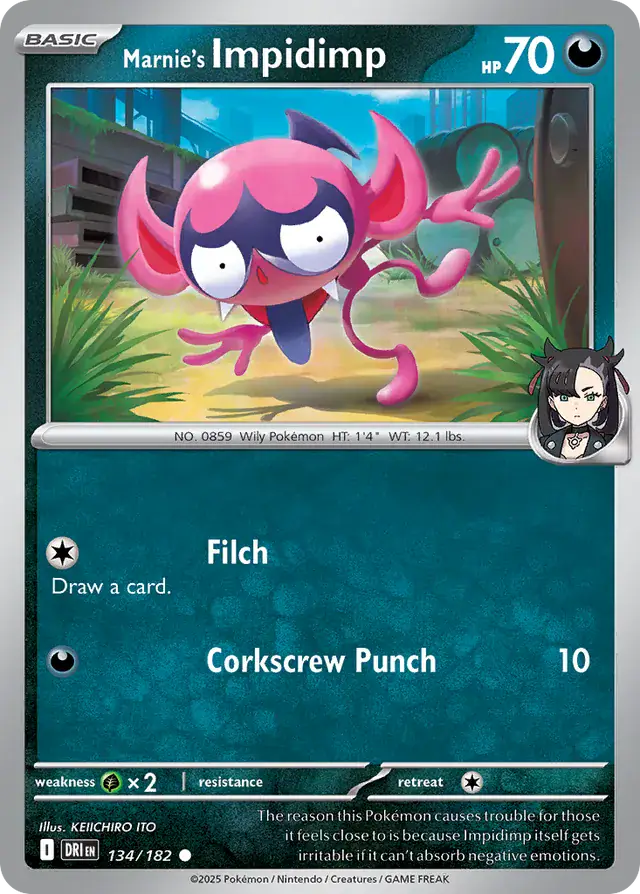 134/182 Marnie's Impidimp Destined Rivals Pokémon Card