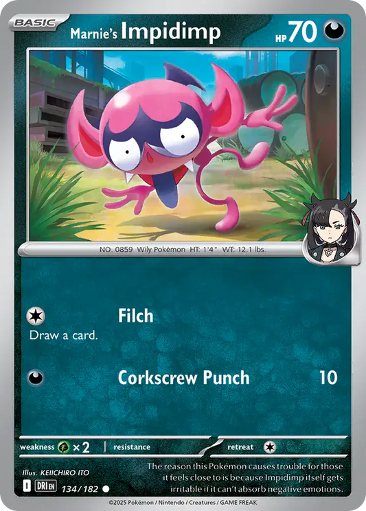 134/182 Marnie's Impidimp Destined Rivals Pokémon Card