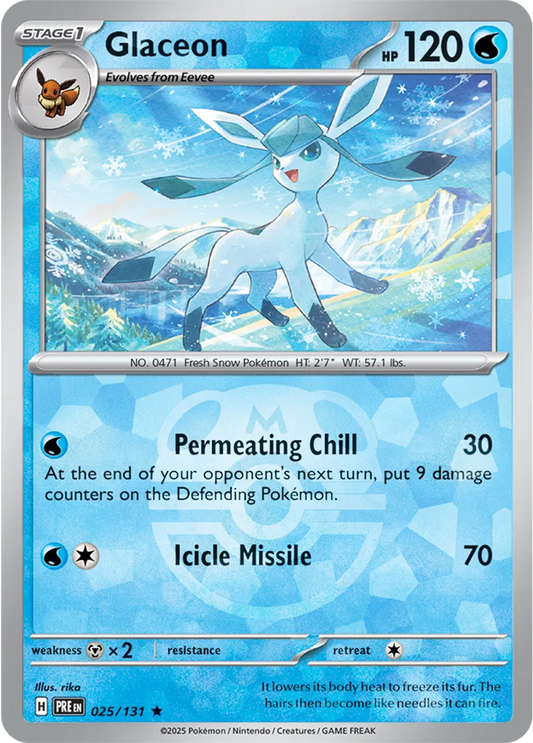 025/131 Glaceon Master Ball Holo Prismatic Evolutions Pokémon Card