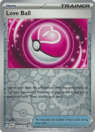 156/167 Love Ball Reverse Holo Twilight Masquerade Pokémon Card