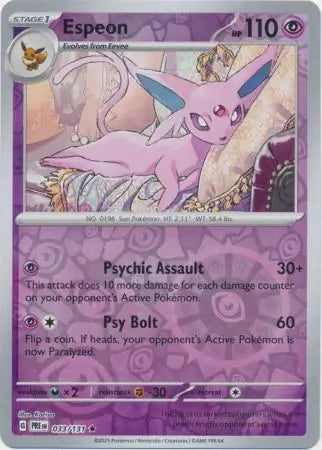 033/131 Espeon Reverse Holo Prismatic Evolutions Pokémon Card