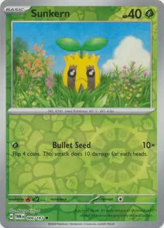 006/167 Sunkern Reverse Holo Twilight Masquerade Pokémon Card