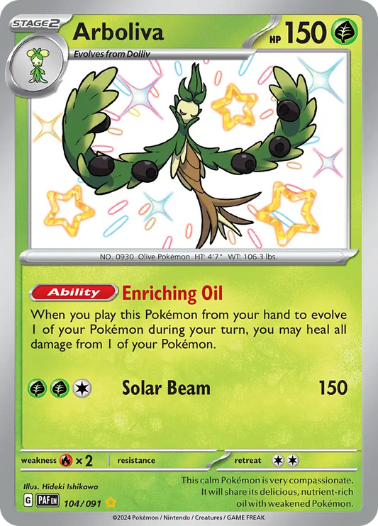 104/091 Arboliva Paldean Fates Pokémon Card