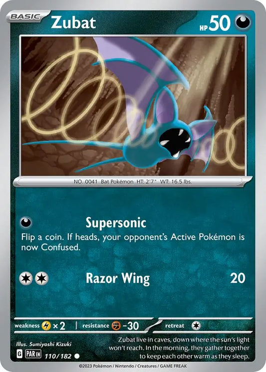 110/182 Zubat Paradox Rift Pokémon Card