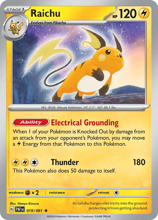 019/091 Raichu Paldean Fates Pokémon Card