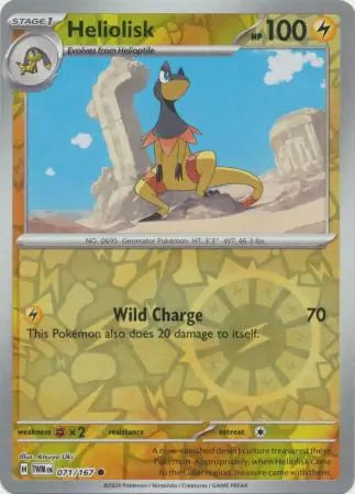 071/167 Heliolisk Reverse Holo Twilight Masquerade Pokémon Card