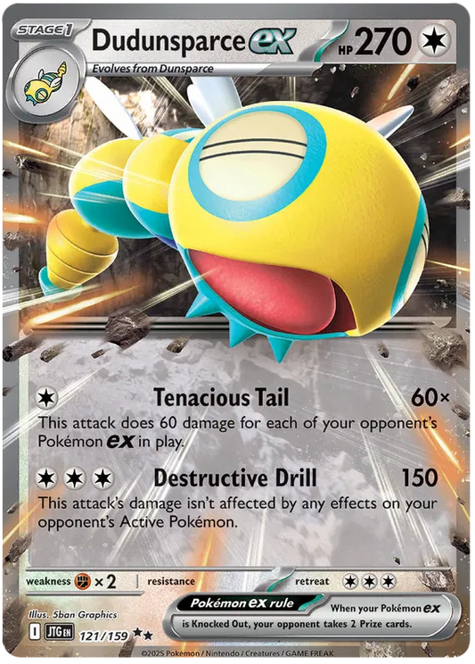 121/159 Dudunsparce ex Journey Together Pokémon Card