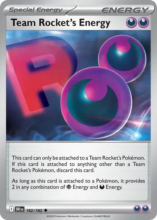 182/182 Team Rocket's Energy Destined Rivals Pokémon Card
