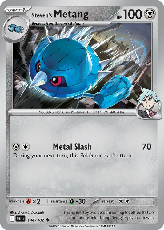 144/182 Steven's Metang Destined Rivals Pokémon Card