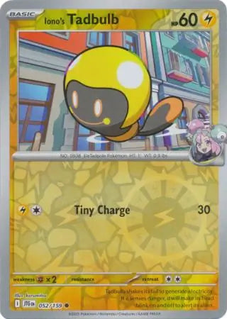052/159 Iono's Tadbulb Reverse Holo Journey Together Pokémon Card