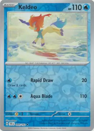044/162 Keldeo Reverse Holo Temporal Forces Pokémon Card