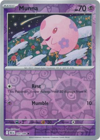 035/086 Munna Reverse Holo Black Bolt Pokémon Card