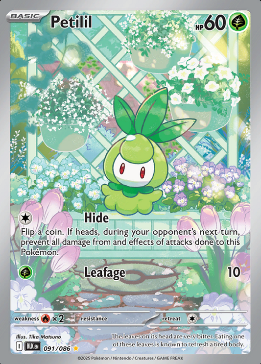 091/086 Petilil Illustration Rare Black Bolt Pokémon Card