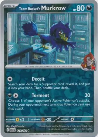 127/182 Team Rocket's Murkrow Reverse Holo Destined Rivals Pokémon Card
