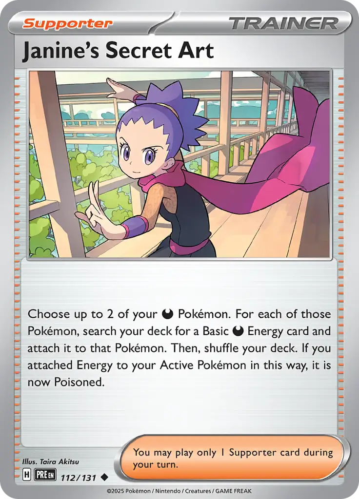 112/131 Janine's Secret Art Prismatic Evolutions Pokémon Card