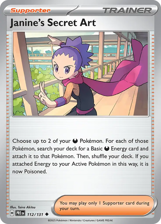 112/131 Janine's Secret Art Prismatic Evolutions Pokémon Card