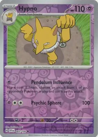 083/198 Hypno Reverse Holo Scarlet & Violet Base Set Pokémon Card