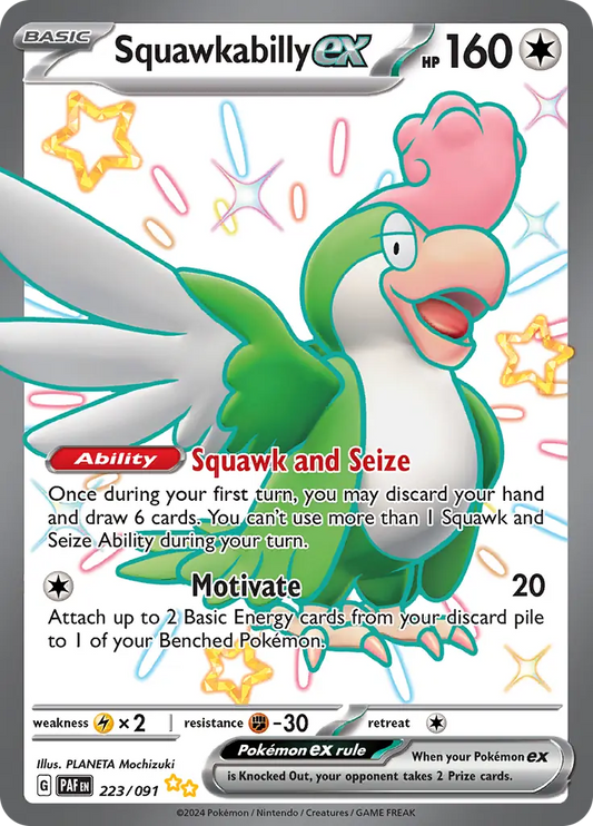 223/091 Squawkabilly ex Paldean Fates Pokémon Card