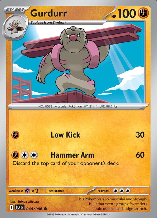 048/086 Gurdurr Black Bolt Pokémon Card