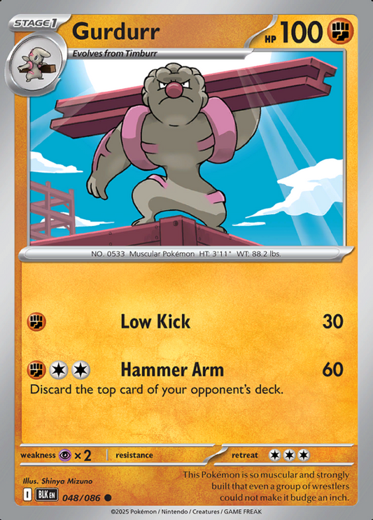 048/086 Gurdurr Black Bolt Pokémon Card