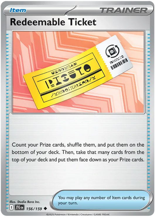 156/159 Redeemable Ticket Journey Together Pokémon Card