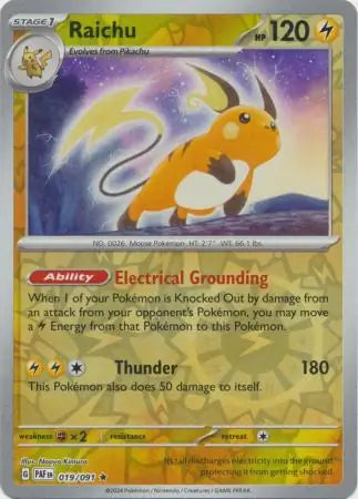 019/091 Raichu Reverse Holo Paldean Fates Pokémon Card