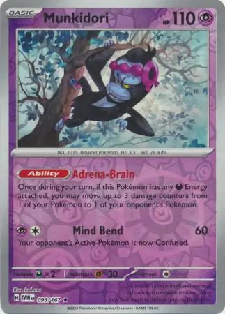095/167 Munkidori Reverse Holo Twilight Masquerade Pokémon Card