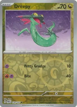 128/167 Dreepy Reverse Holo Twilight Masquerade Pokémon Card