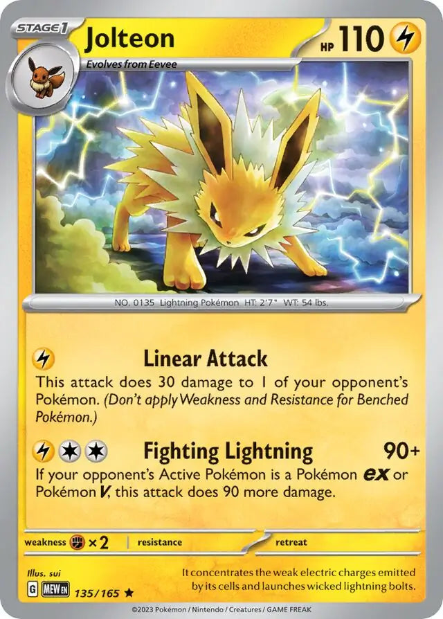135/165 Jolteon 151 Pokémon Card