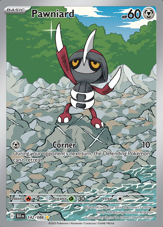 142/086 Pawniard Illustration Rare Black Bolt Pokémon Card