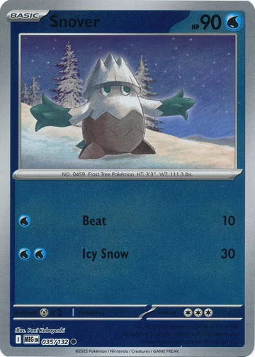 035/132 Snover Reverse Holo Mega Evolution Pokémon Card